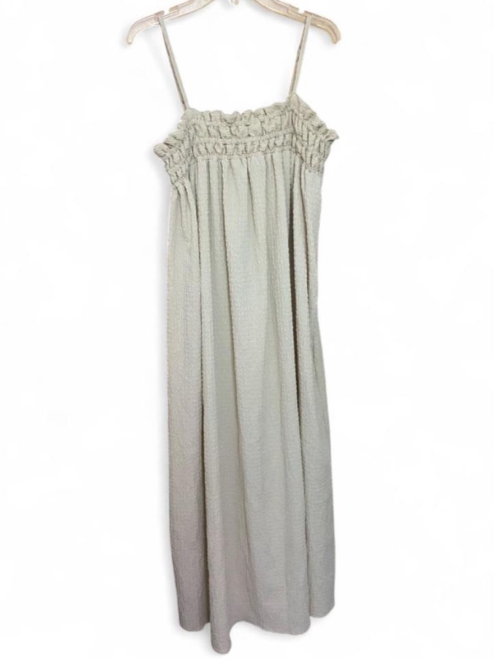 ASOS Design Cream Shirred Textured Boho
Maxi Babydoll Vacation Event Dress US 6